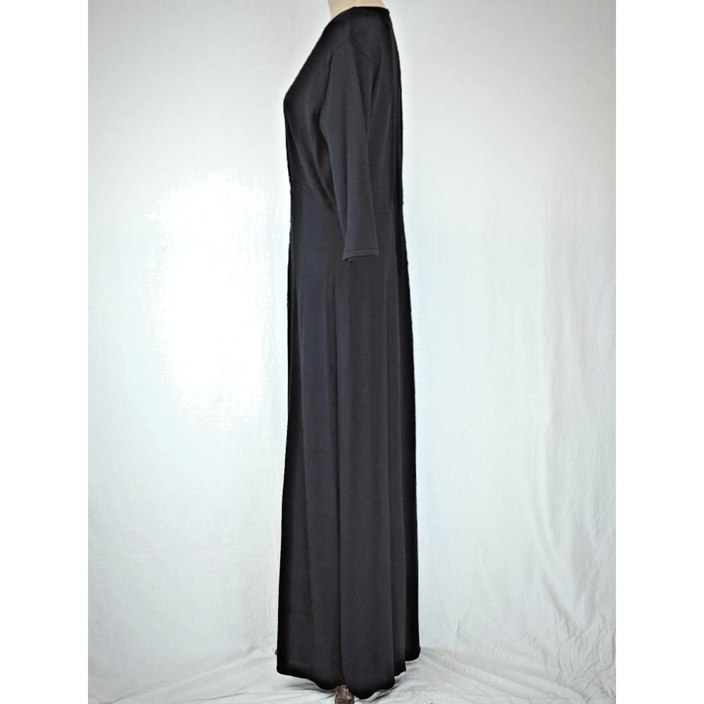 Vintage Y2K Norm Thompson Black Knit Maxi Dress XL #5-0172 Elbow Sleeve - Picture 2 of 8
